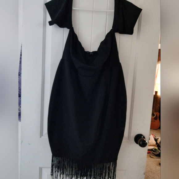 ⬛️Curvy sense off shoulder fringe dress - Picture 3 of 7